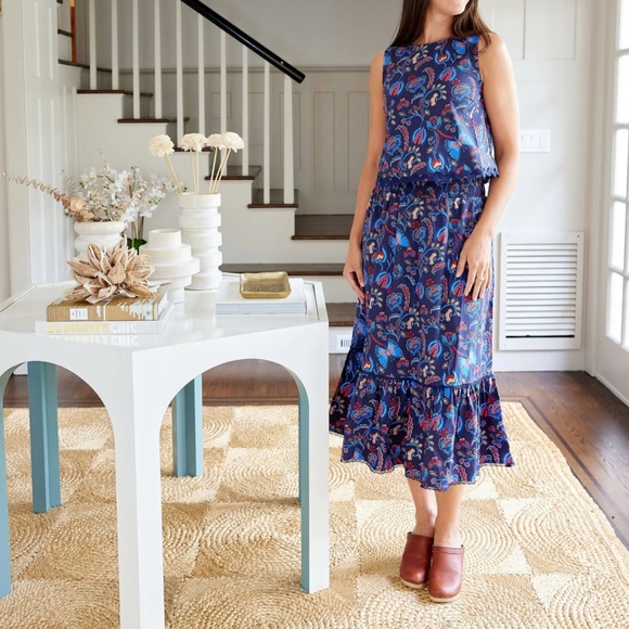 Sail To Sable Aztec Floral Smocked Waist Midi Skirt - Picture 3 of 3